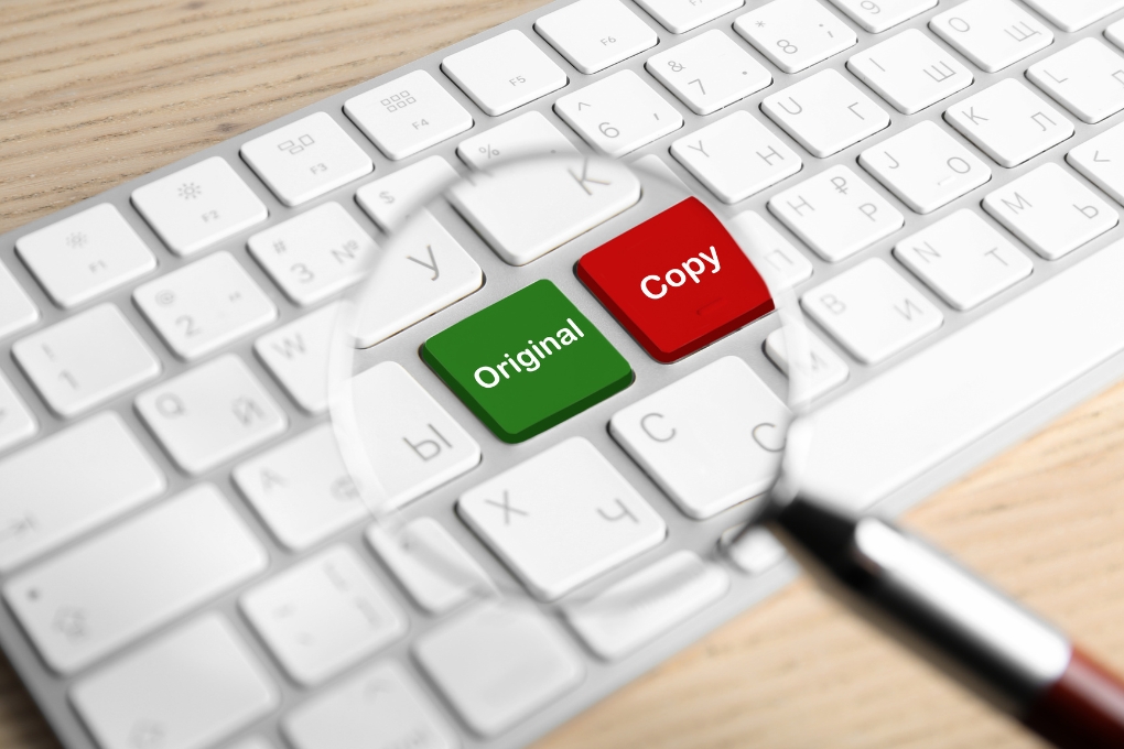 a image of showing copy and orignal button, plagirism