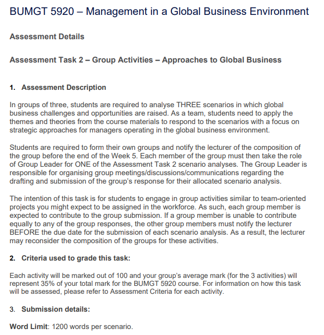 BUMGT5920 Management in a Global Business Environment-1