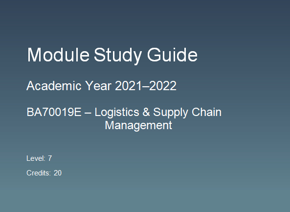 BA70019E Logistics and Supply Chain Management-1