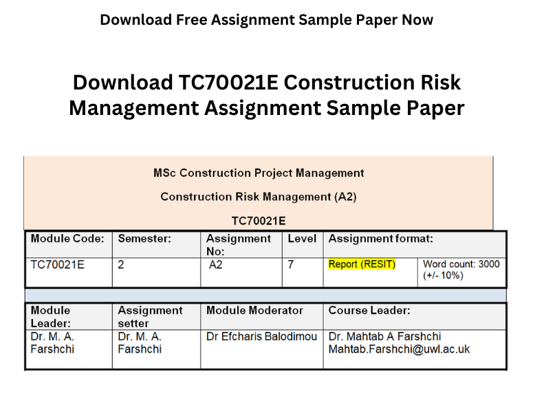 TC70021E Construction Risk Management Sample Paper